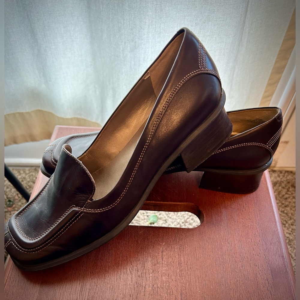 Square Toe chunky heel Nine West loafers sz 9